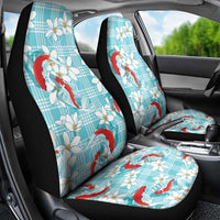 Turquoise Palaka Hawaii Aloha Car Seat Cover Koi Pond Mix Plumeria - Polynesian Pride