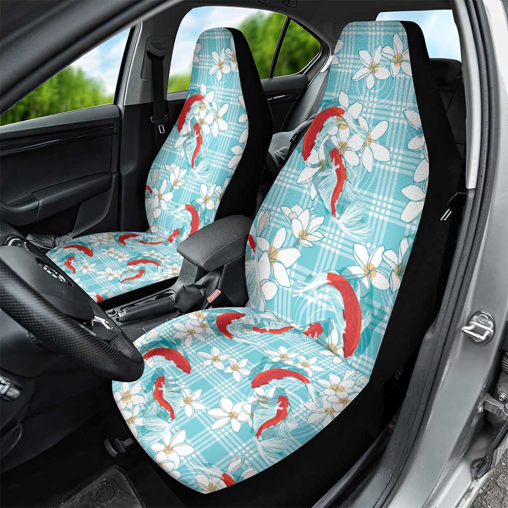 Turquoise Palaka Hawaii Aloha Car Seat Cover Koi Pond Mix Plumeria - Polynesian Pride