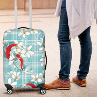 Turquoise Palaka Hawaii Aloha Luggage Cover Koi Pond Mix Plumeria - Polynesian Pride