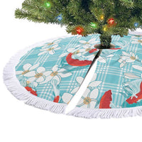 Turquoise Palaka Hawaii Aloha Tree Skirt Koi Pond Mix Plumeria - Polynesian Pride