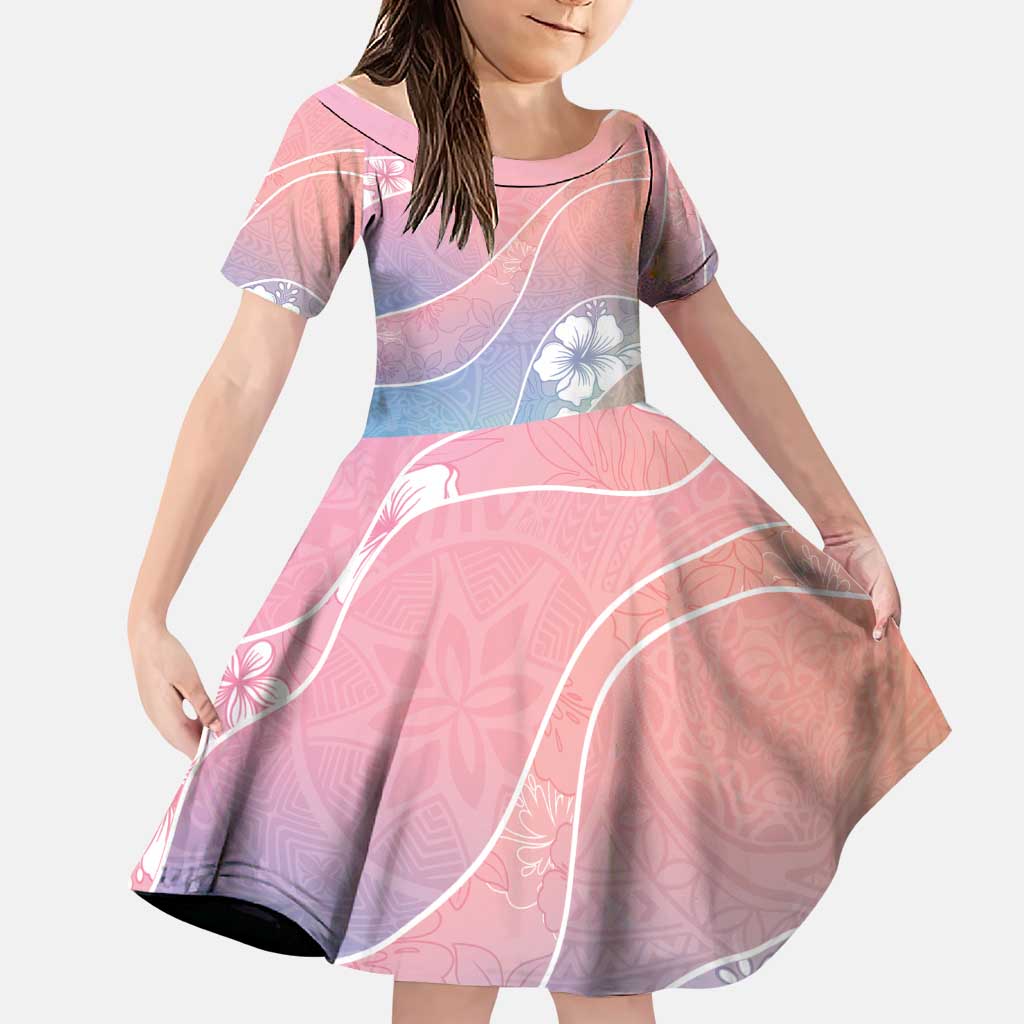Aloha Hawaii Floral Tapa Family Matching Long Sleeve Bodycon Dress and Hawaiian Shirt Patchwork Pastel Candy - Polynesian Pride