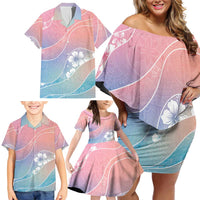 Aloha Hawaii Floral Tapa Family Matching Off Shoulder Short Dress and Hawaiian Shirt Patchwork Pastel Candy - Polynesian Pride