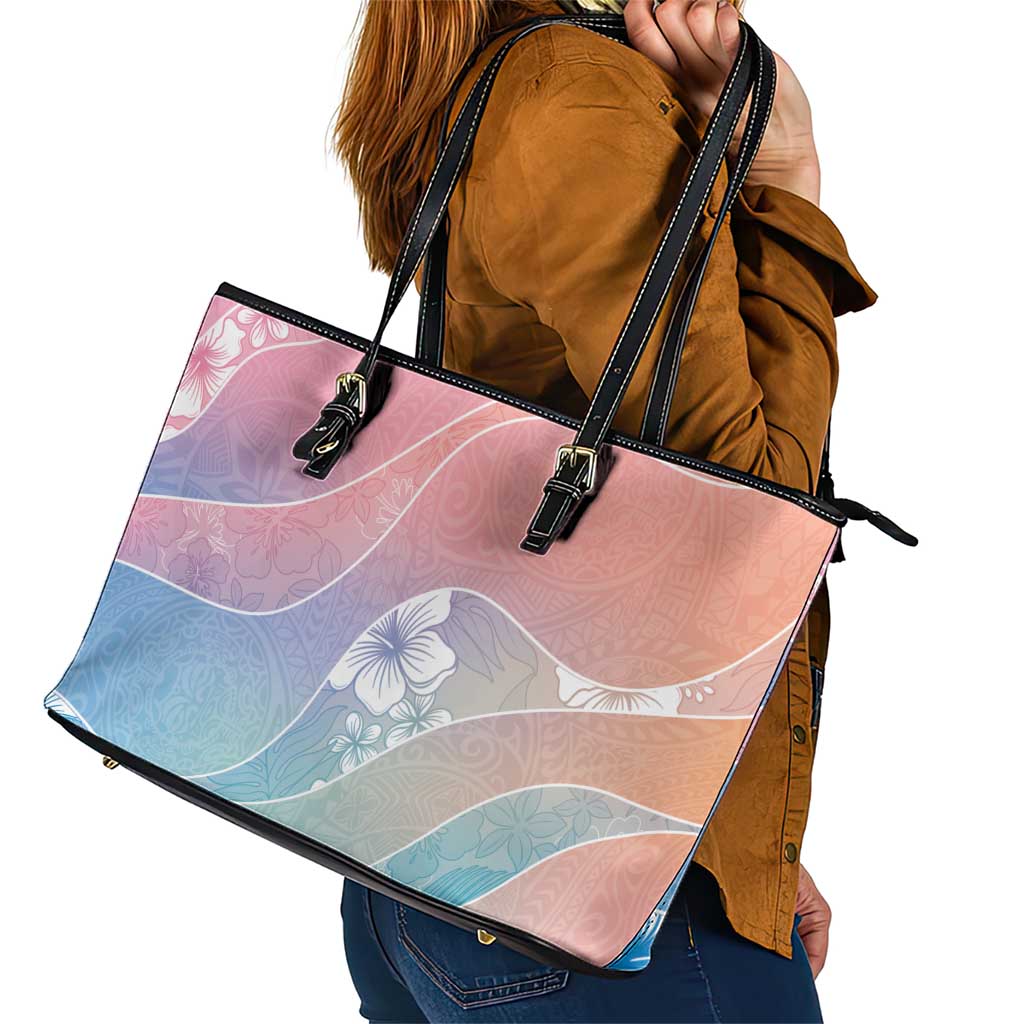 Aloha Hawaii Floral Tapa Leather Tote Bag Patchwork Pastel Candy - Polynesian Pride
