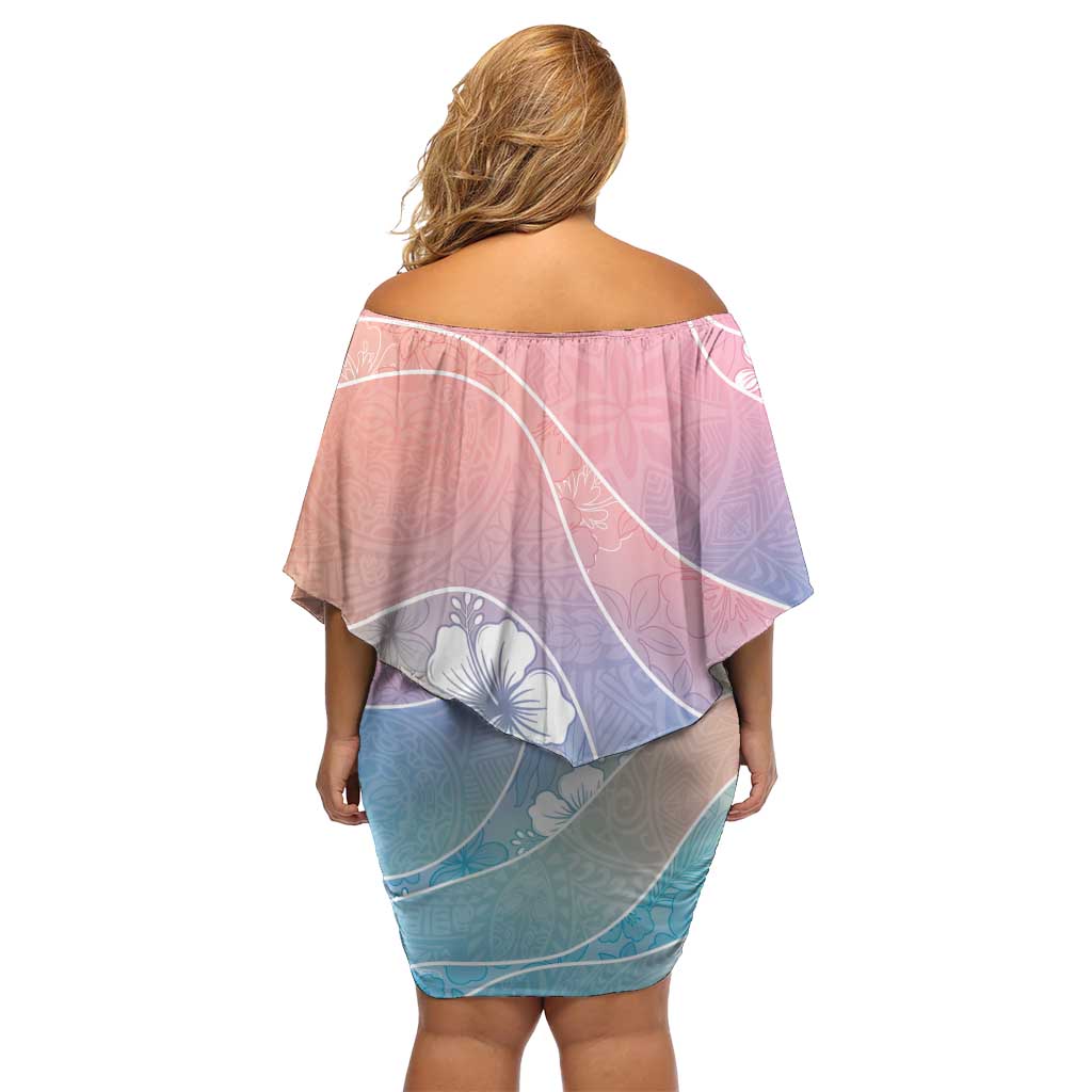 Aloha Hawaii Floral Tapa Off Shoulder Short Dress Patchwork Pastel Candy - Polynesian Pride