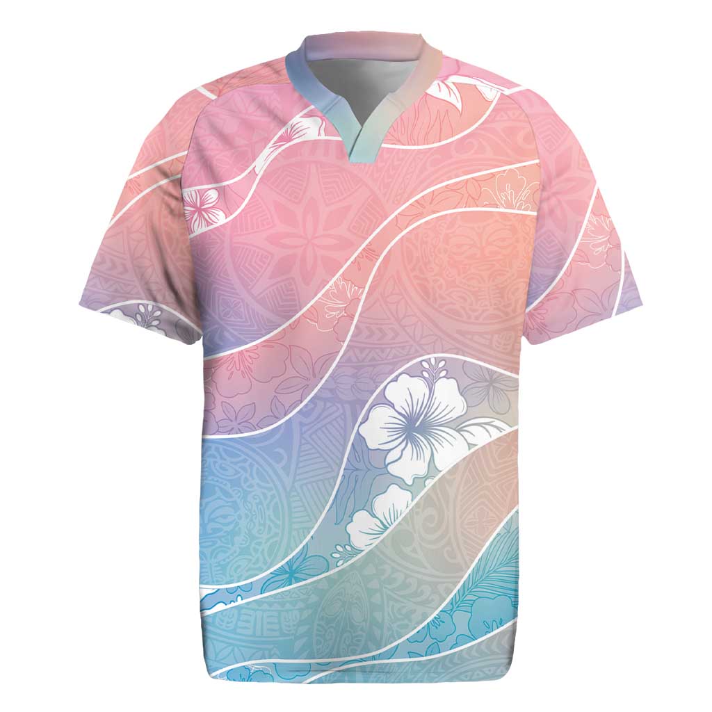 Aloha Hawaii Floral Tapa Rugby Jersey Patchwork Pastel Candy LT7 Pastel - Polynesian Pride