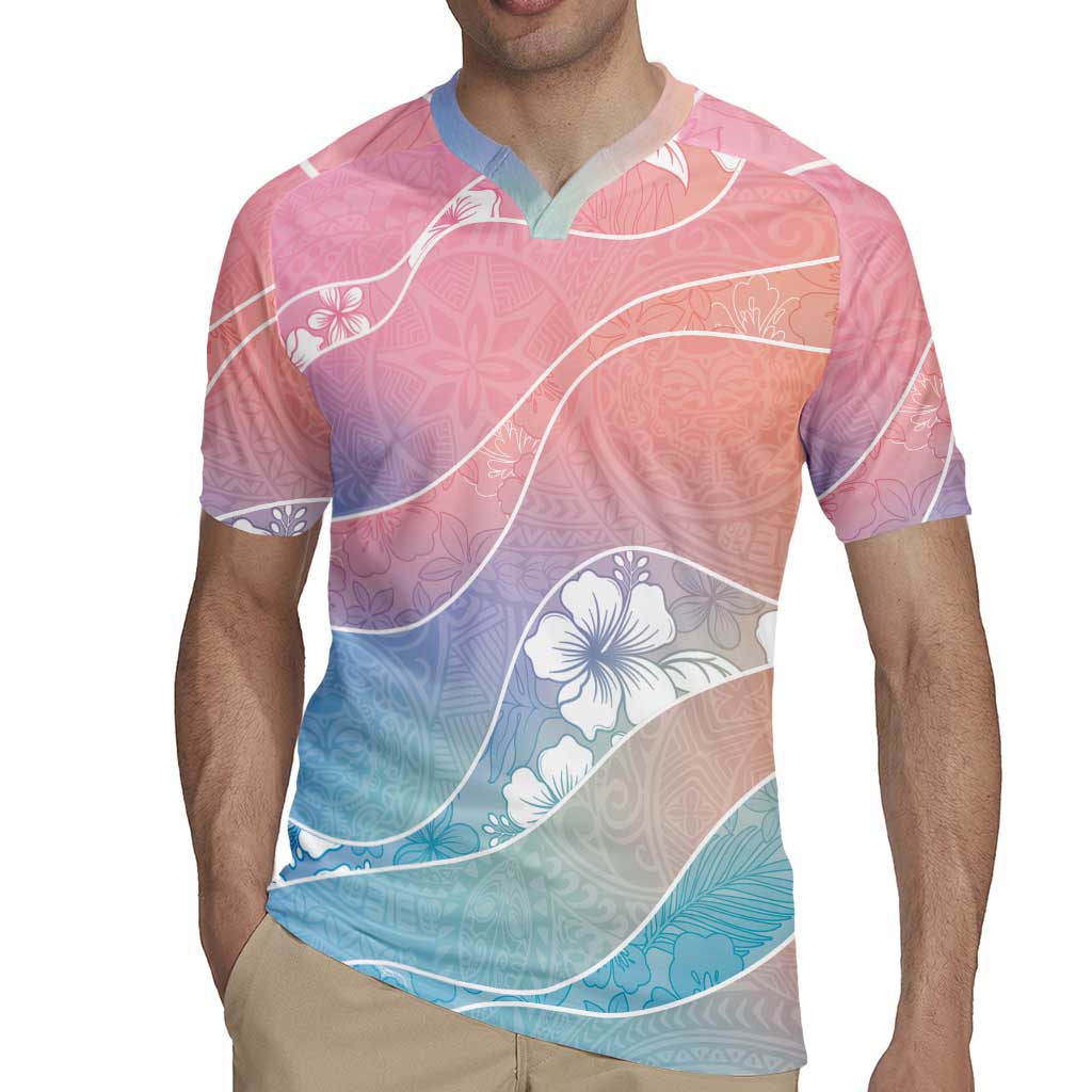 Aloha Hawaii Floral Tapa Rugby Jersey Patchwork Pastel Candy LT7 - Polynesian Pride