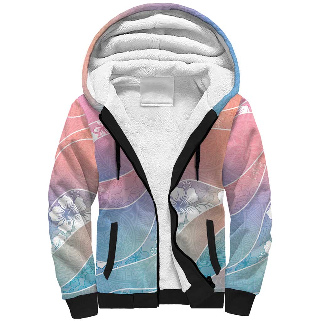 Aloha Hawaii Floral Tapa Sherpa Hoodie Patchwork Pastel Candy LT7 Unisex Pastel - Polynesian Pride