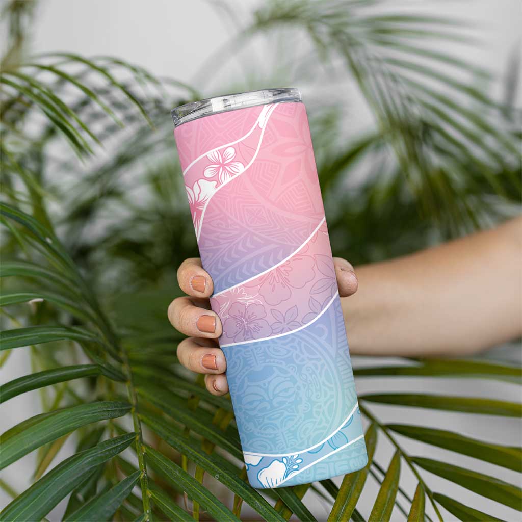 Aloha Hawaii Floral Tapa Skinny Tumbler Patchwork Pastel Candy - Polynesian Pride