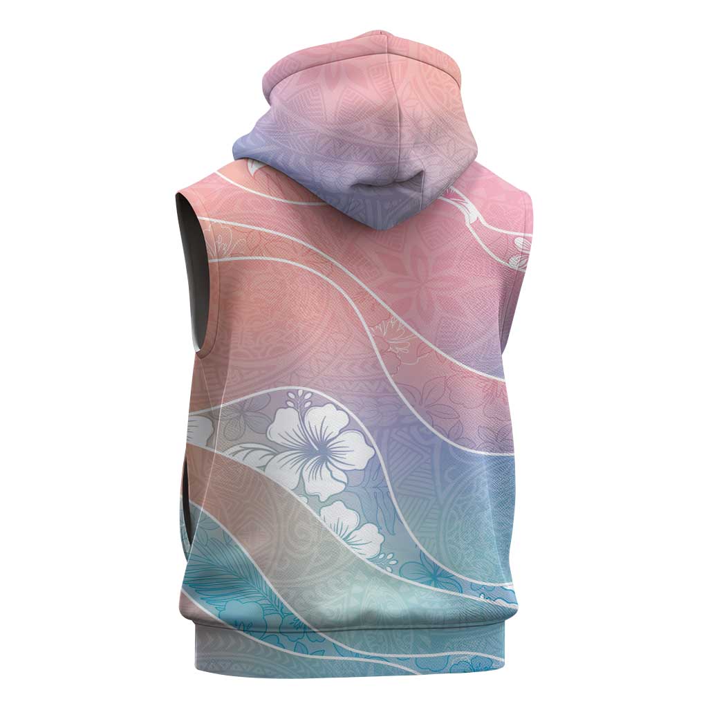Aloha Hawaii Floral Tapa Sleeveless Hoodie Patchwork Pastel Candy - Polynesian Pride