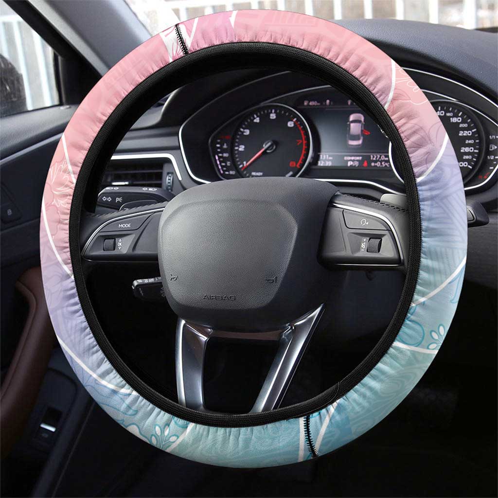 Aloha Hawaii Floral Tapa Steering Wheel Cover Patchwork Pastel Candy LT7 - Polynesian Pride