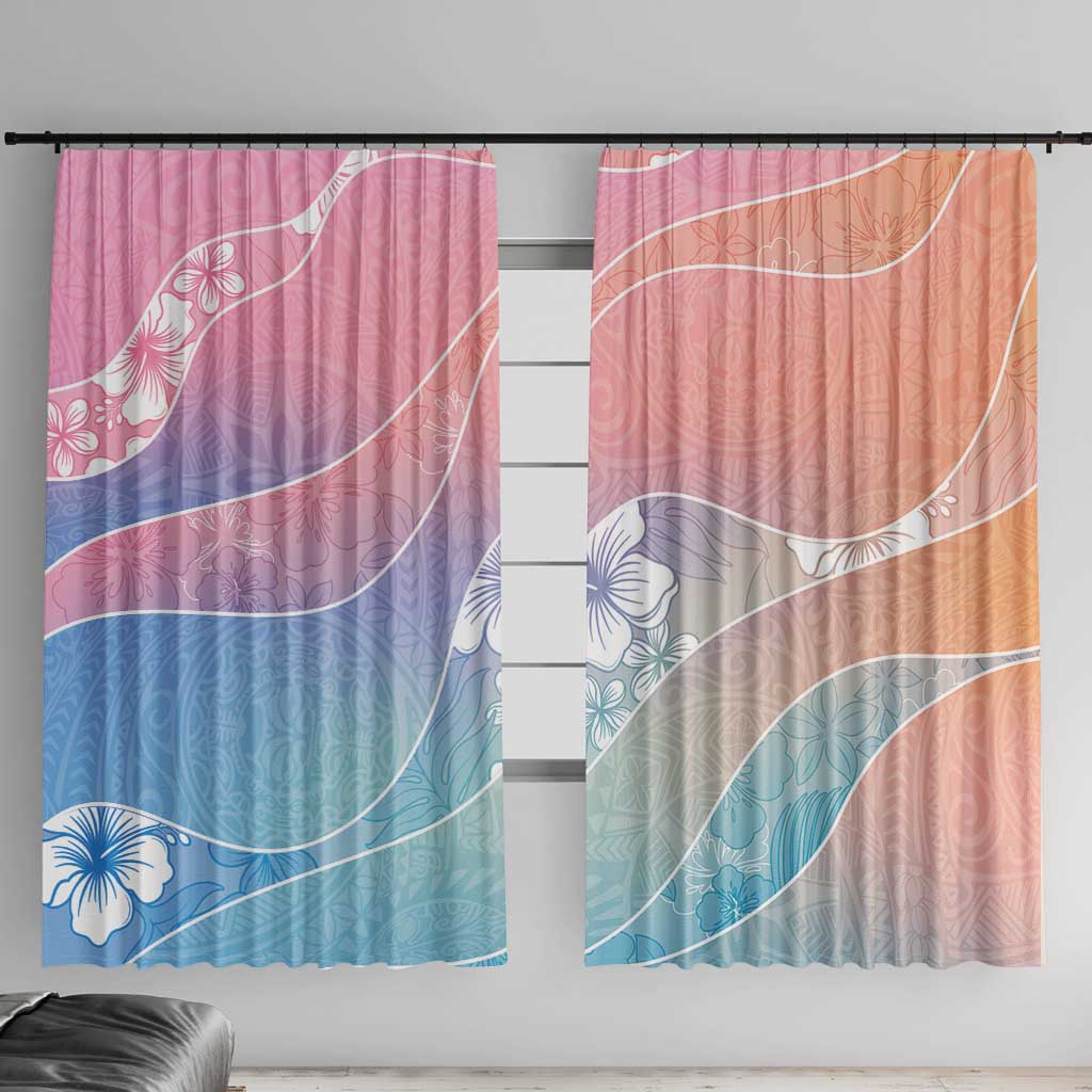 Aloha Hawaii Floral Tapa Window Curtain Patchwork Pastel Candy LT7 With Hooks Pastel - Polynesian Pride