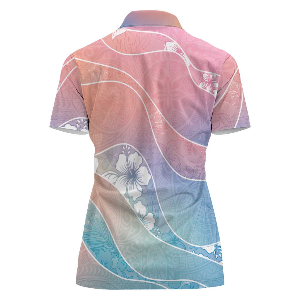 Aloha Hawaii Floral Tapa Women Polo Shirt Patchwork Pastel Candy LT7 - Polynesian Pride