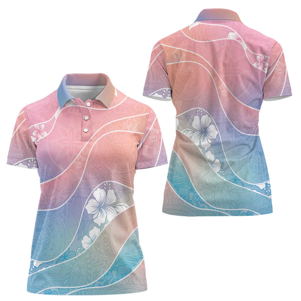 Aloha Hawaii Floral Tapa Women Polo Shirt Patchwork Pastel Candy LT7 - Polynesian Pride