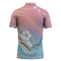 Aloha Hawaii Floral Tapa Zipper Polo Shirt Patchwork Pastel Candy LT7 - Polynesian Pride