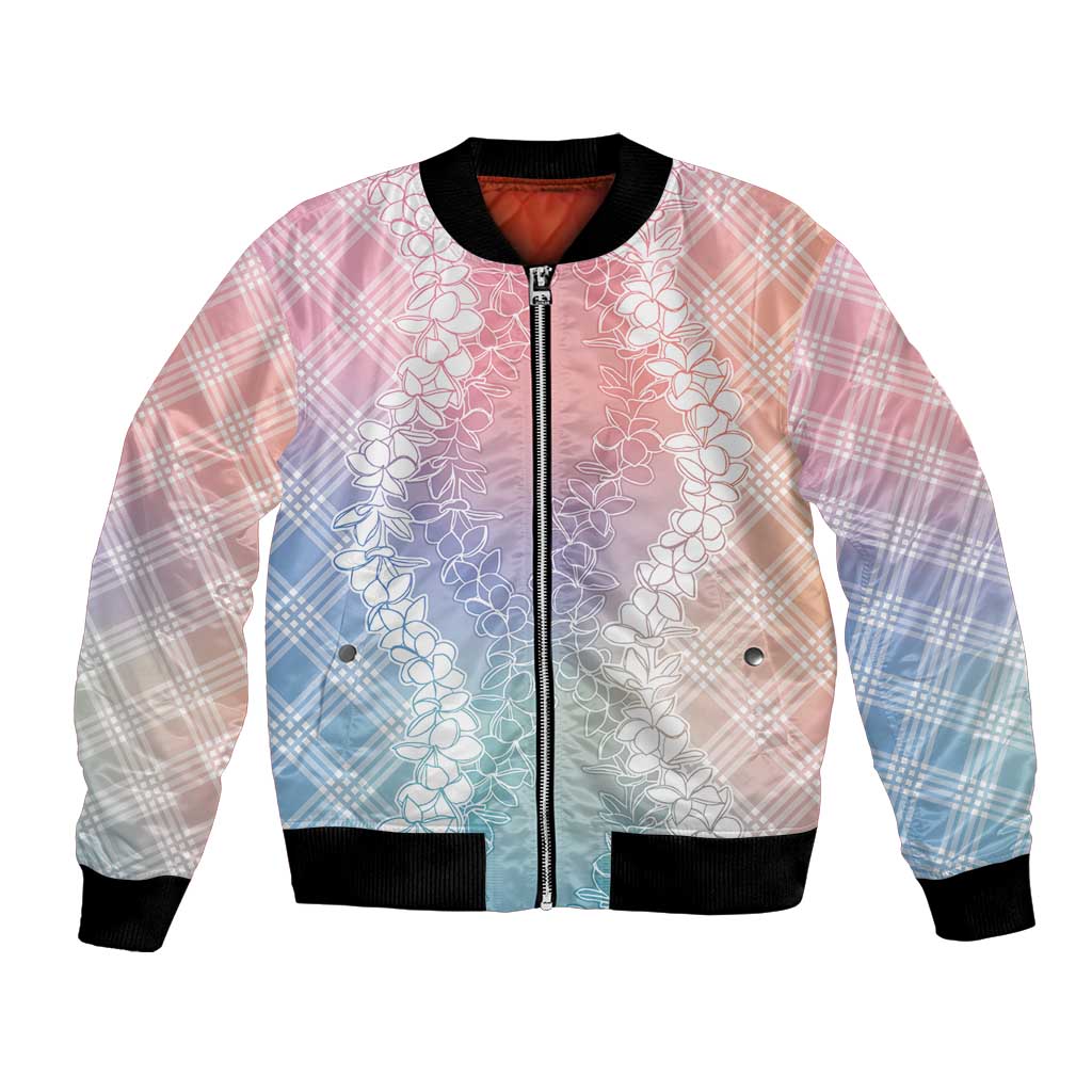 Hawaii Aloha Plumeria Lei Pastel Candy Palaka Bomber Jacket LT7 Unisex Pastel - Polynesian Pride