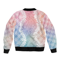 Hawaii Aloha Plumeria Lei Pastel Candy Palaka Bomber Jacket LT7 - Polynesian Pride