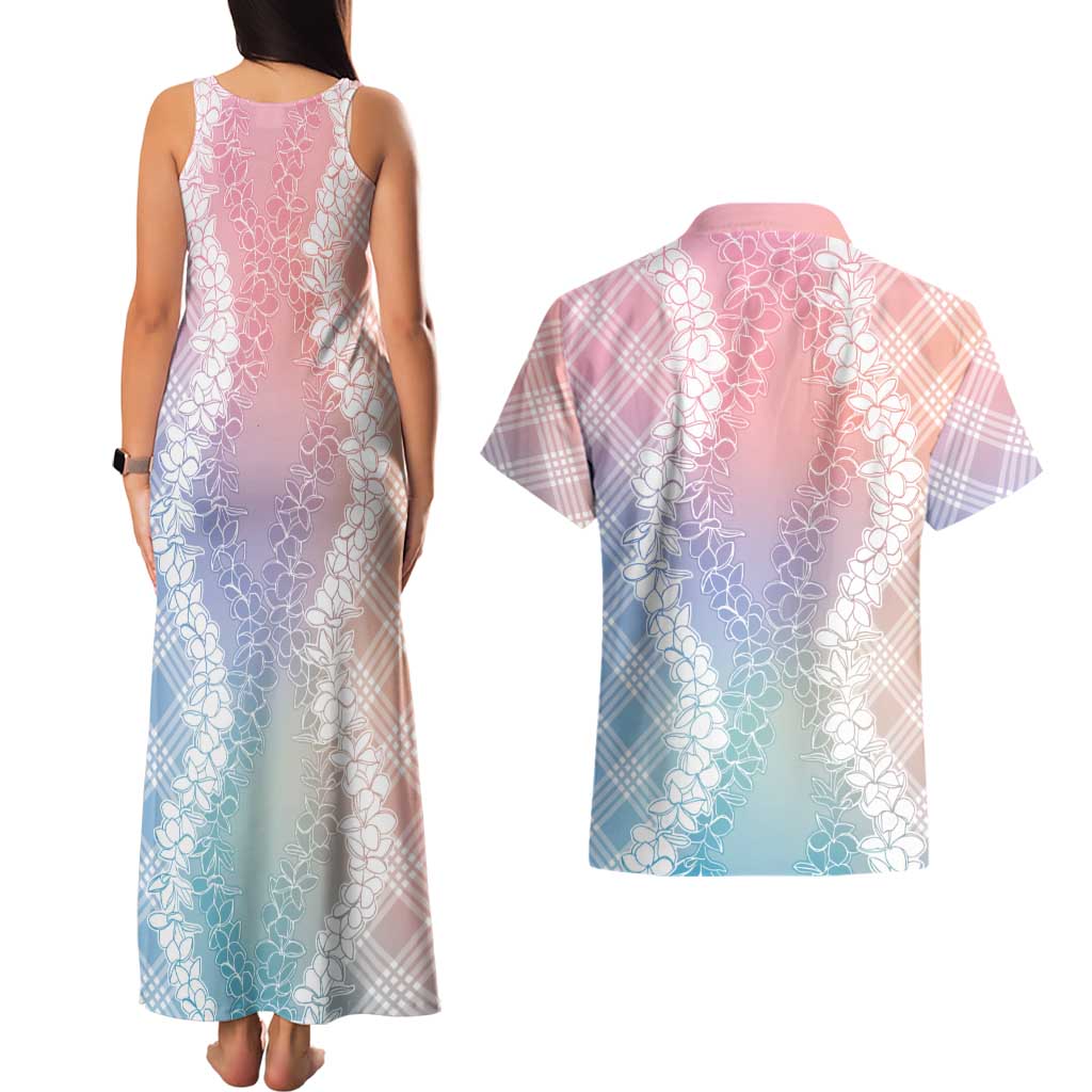 Hawaii Aloha Plumeria Lei Pastel Candy Palaka Couples Matching Tank Maxi Dress and Hawaiian Shirt LT7 - Polynesian Pride