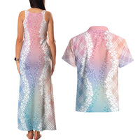 Hawaii Aloha Plumeria Lei Pastel Candy Palaka Couples Matching Tank Maxi Dress and Hawaiian Shirt LT7 - Polynesian Pride