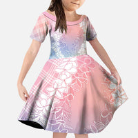 Hawaii Aloha Plumeria Lei Pastel Candy Palaka Family Matching Off Shoulder Maxi Dress and Hawaiian Shirt LT7 Daughter's Dress Pastel - Polynesian Pride