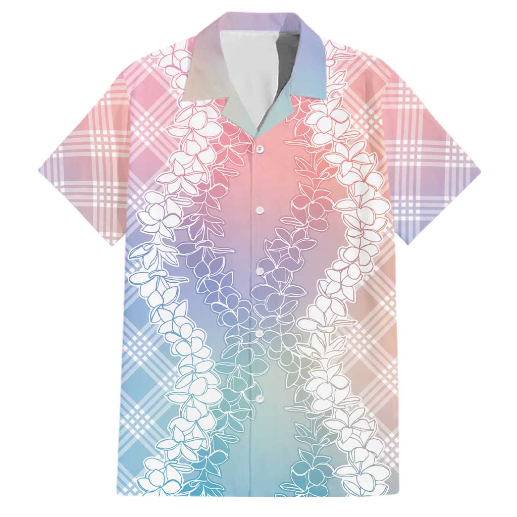 Hawaii Aloha Plumeria Lei Pastel Candy Palaka Family Matching Off Shoulder Maxi Dress and Hawaiian Shirt LT7 Dad's Shirt - Short Sleeve Pastel - Polynesian Pride