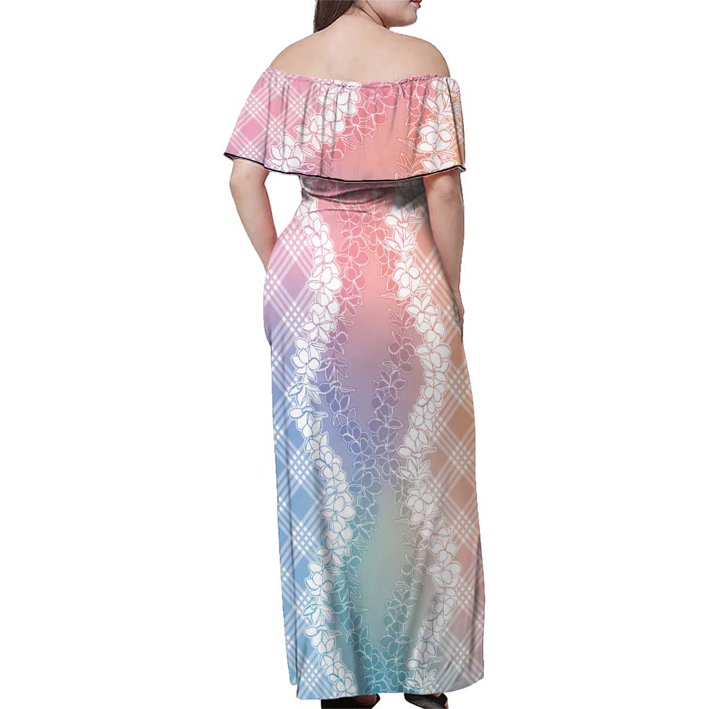Hawaii Aloha Plumeria Lei Pastel Candy Palaka Family Matching Off Shoulder Maxi Dress and Hawaiian Shirt LT7 - Polynesian Pride