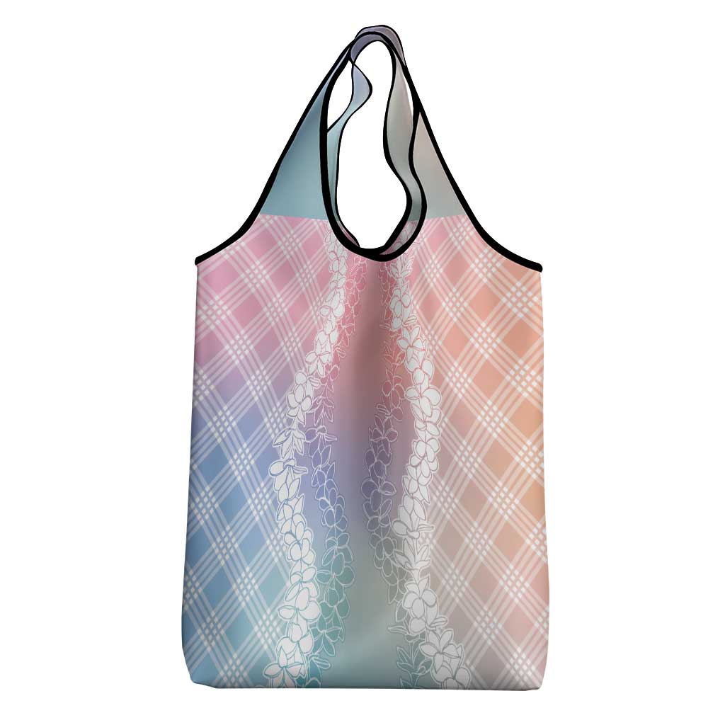 Hawaii Aloha Plumeria Lei Pastel Candy Palaka Grocery Bag - Polynesian Pride