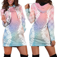 Hawaii Aloha Plumeria Lei Pastel Candy Palaka Hoodie Dress LT7 - Polynesian Pride
