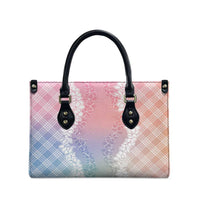 Hawaii Aloha Plumeria Lei Pastel Candy Palaka Leather Bag - Tote Bag LT7 - Polynesian Pride