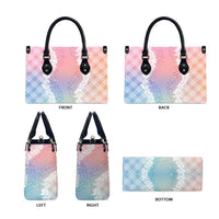 Hawaii Aloha Plumeria Lei Pastel Candy Palaka Leather Bag - Tote Bag LT7 - Polynesian Pride