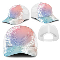 Hawaii Aloha Plumeria Lei Pastel Candy Palaka Mesh Trucker Cap - Polynesian Pride