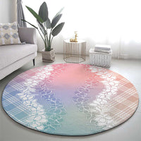 Hawaii Aloha Plumeria Lei Pastel Candy Palaka Round Carpet LT7 - Polynesian Pride