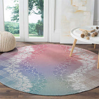 Hawaii Aloha Plumeria Lei Pastel Candy Palaka Round Carpet LT7 - Polynesian Pride