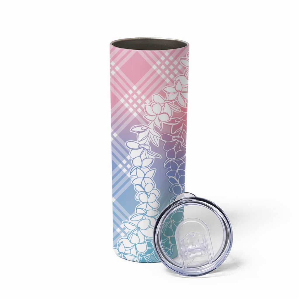 Hawaii Aloha Plumeria Lei Pastel Candy Palaka Skinny Tumbler LT7 - Polynesian Pride