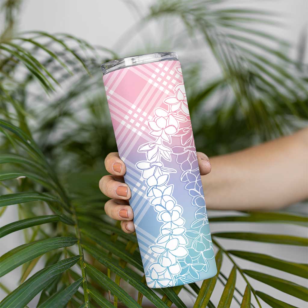 Hawaii Aloha Plumeria Lei Pastel Candy Palaka Skinny Tumbler LT7 - Polynesian Pride