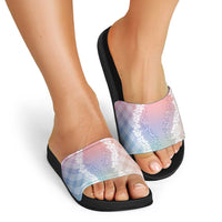 Hawaii Aloha Plumeria Lei Pastel Candy Palaka Slide Sandals - Polynesian Pride