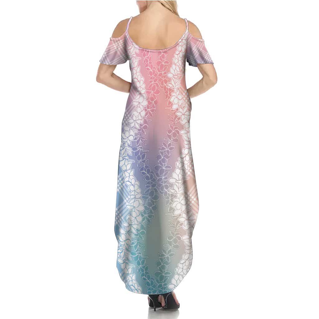 Hawaii Aloha Plumeria Lei Pastel Candy Palaka Summer Maxi Dress - Polynesian Pride