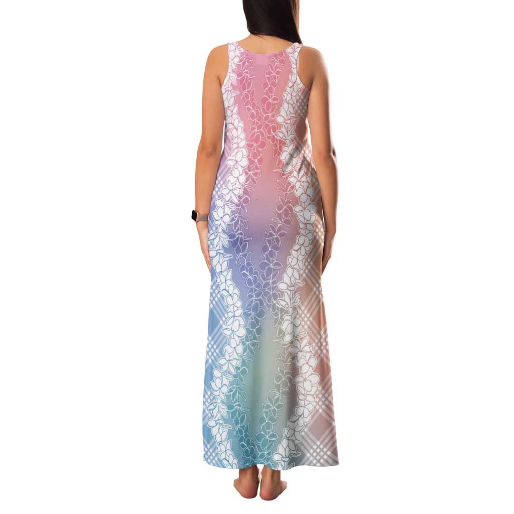 Hawaii Aloha Plumeria Lei Pastel Candy Palaka Tank Maxi Dress - Polynesian Pride