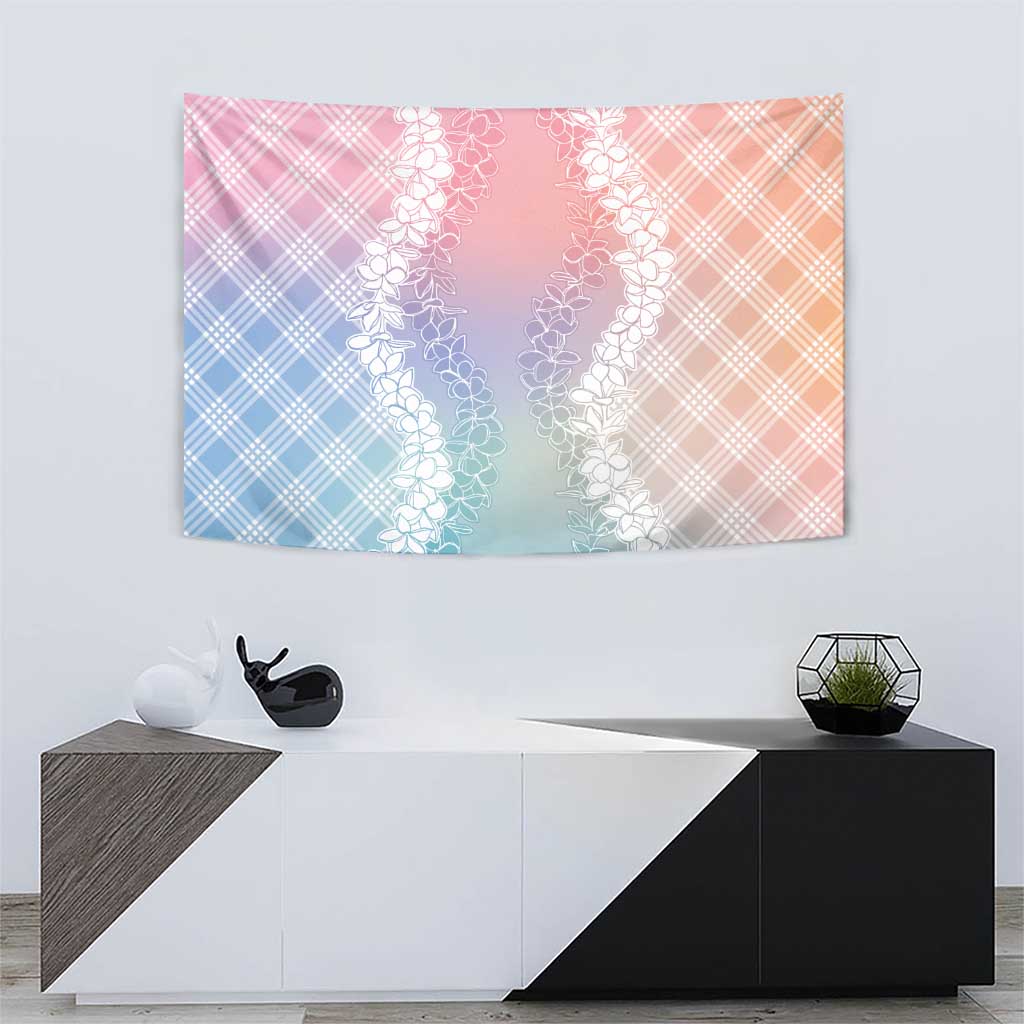 Hawaii Aloha Plumeria Lei Pastel Candy Palaka Tapestry - Polynesian Pride