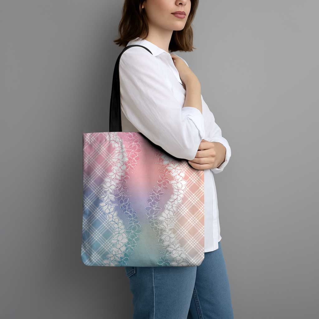 Hawaii Aloha Plumeria Lei Pastel Candy Palaka Tote Bag LT7 - Polynesian Pride