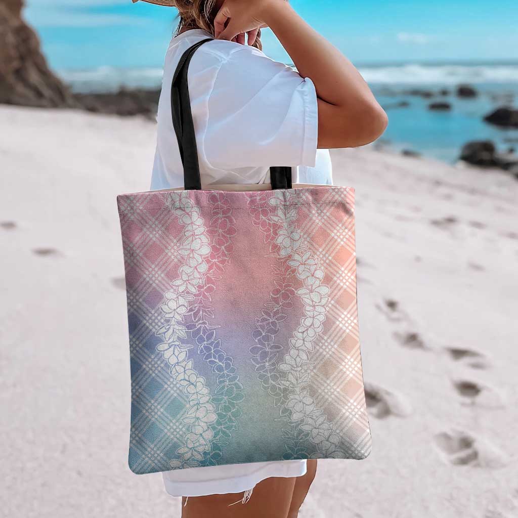 Hawaii Aloha Plumeria Lei Pastel Candy Palaka Tote Bag LT7 - Polynesian Pride