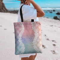 Hawaii Aloha Plumeria Lei Pastel Candy Palaka Tote Bag LT7 - Polynesian Pride