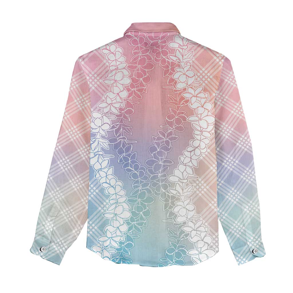 Hawaii Aloha Plumeria Lei Pastel Candy Palaka Women Casual Shirt LT7 - Polynesian Pride