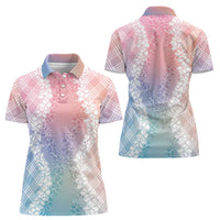 Hawaii Aloha Plumeria Lei Pastel Candy Palaka Women Polo Shirt LT7 - Polynesian Pride