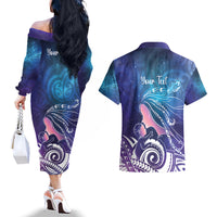 New Zealand Mother's Day Couples Matching Off The Shoulder Long Sleeve Dress and Hawaiian Shirt Maori Hari Ra Mama