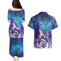 New Zealand Mother's Day Couples Matching Puletasi and Hawaiian Shirt Maori Hari Ra Mama
