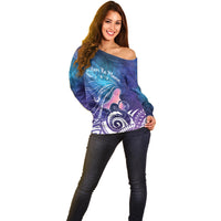 New Zealand Mother's Day Off Shoulder Sweater Maori Hari Ra Mama