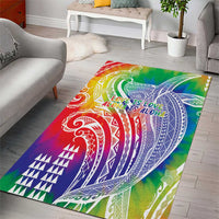 Aloha Pride Rainbow Tie Dye Area Rug Humpback Whale - Love is Love