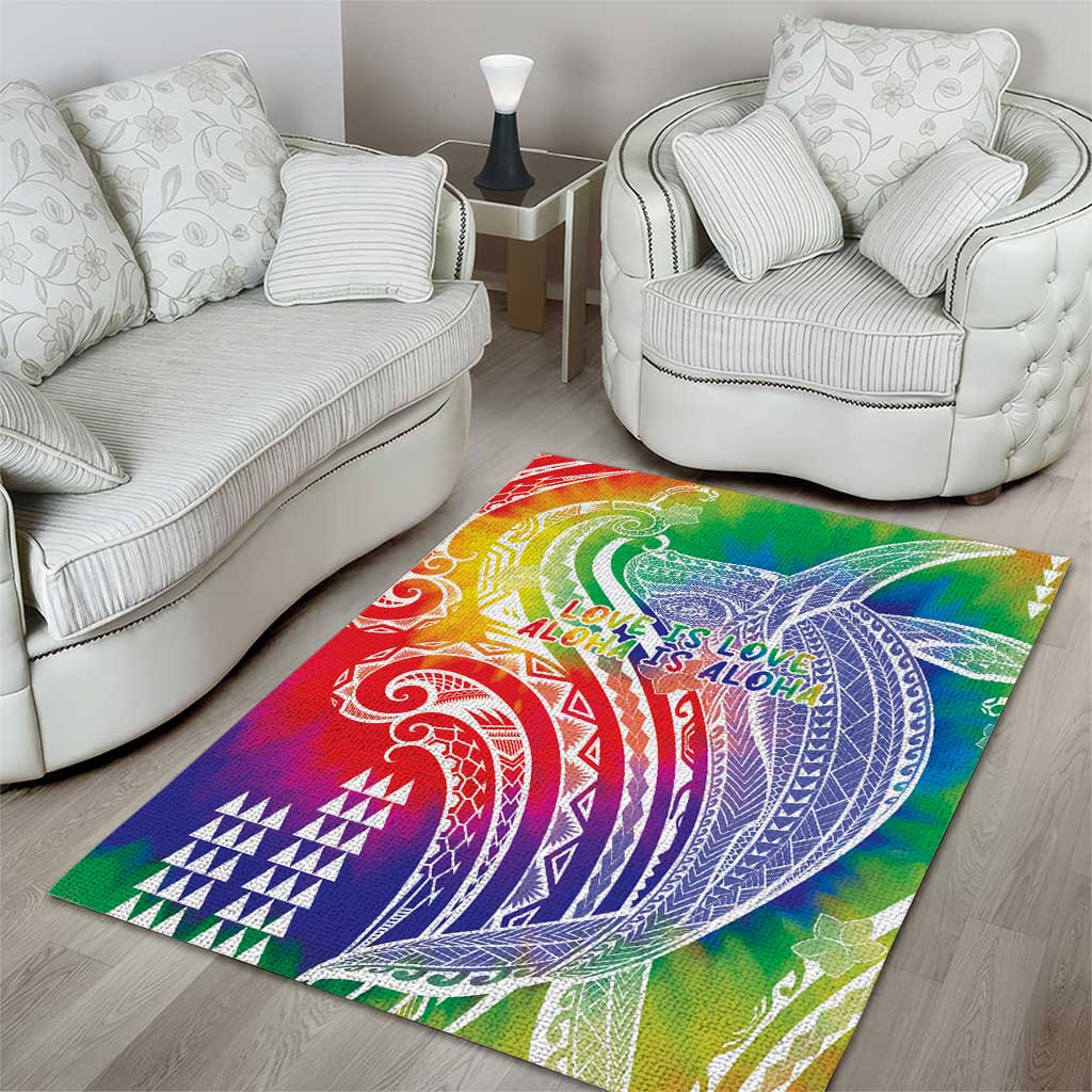 Aloha Pride Rainbow Tie Dye Area Rug Humpback Whale - Love is Love