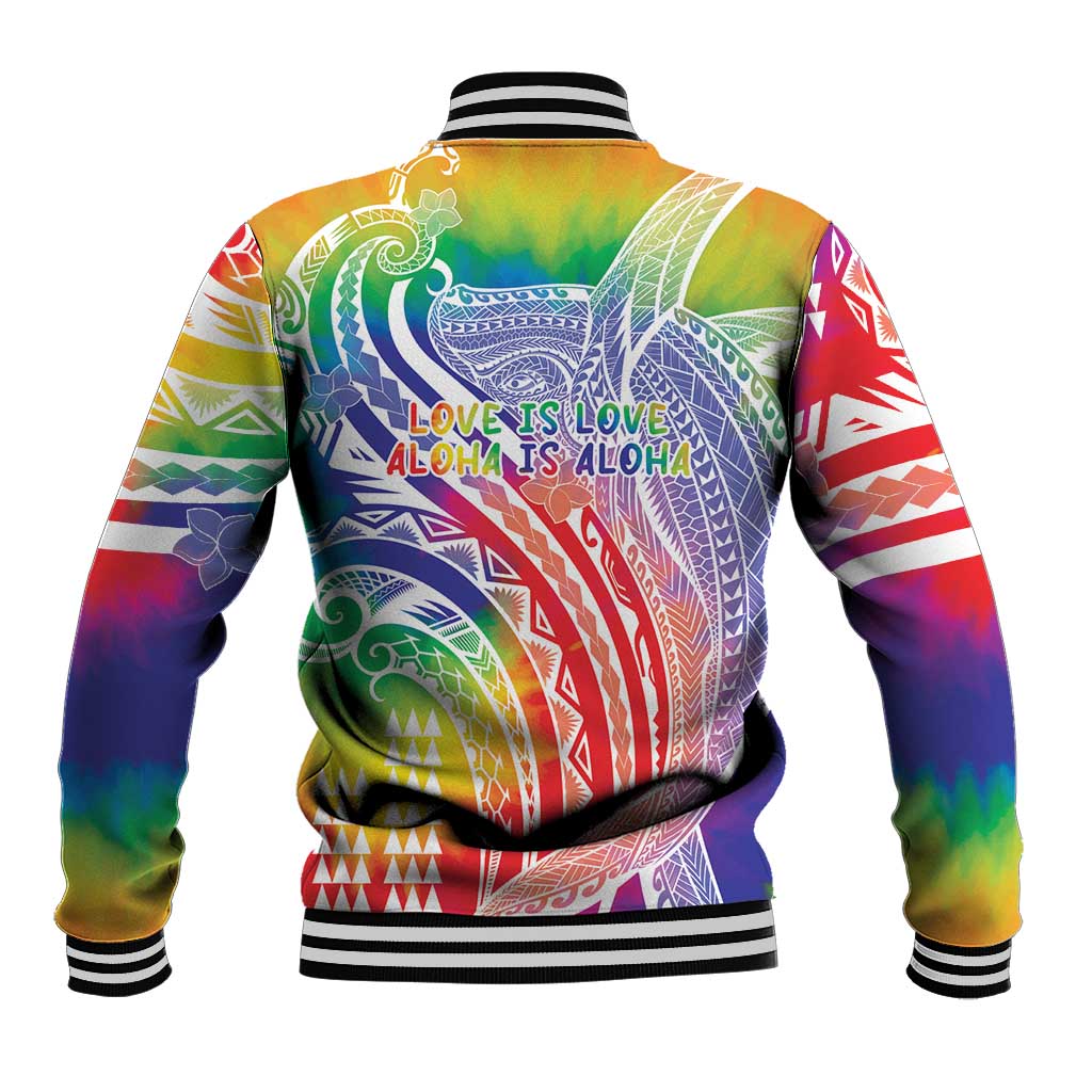 Aloha Pride Rainbow Tie Dye Baseball Jacket Humpback Whale - Love is Love LT7 - Polynesian Pride