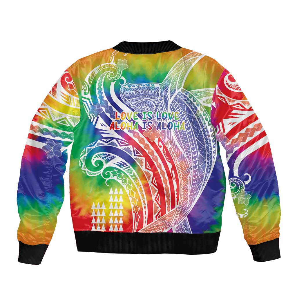 Aloha Pride Rainbow Tie Dye Bomber Jacket Humpback Whale - Love is Love